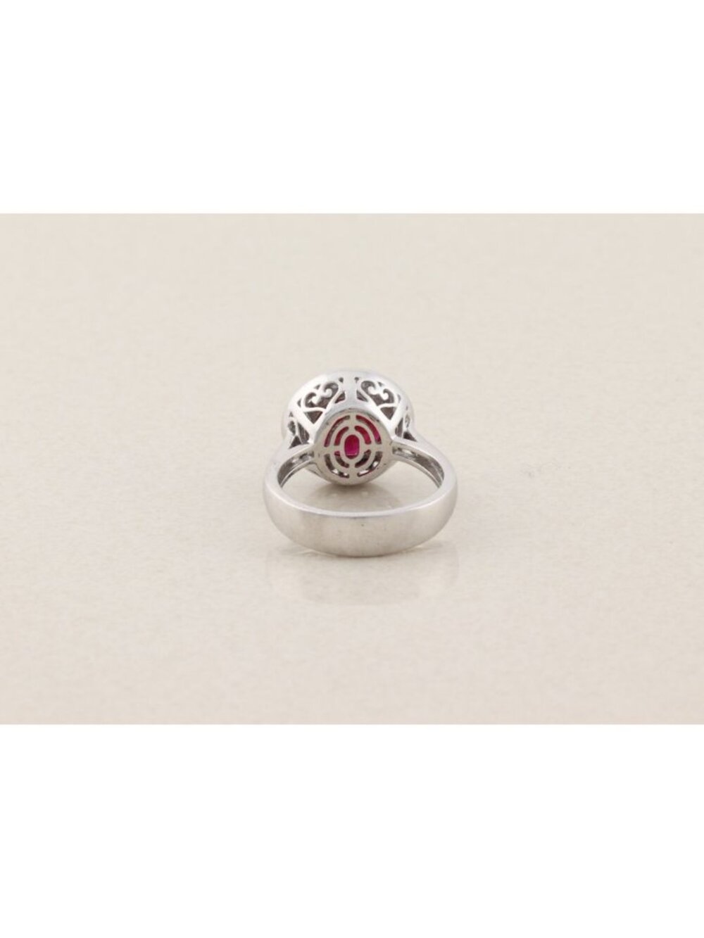 Sterling Silver Niassa Ruby and White Zircon Halo Ring Size 9 - Picture 6 of 7